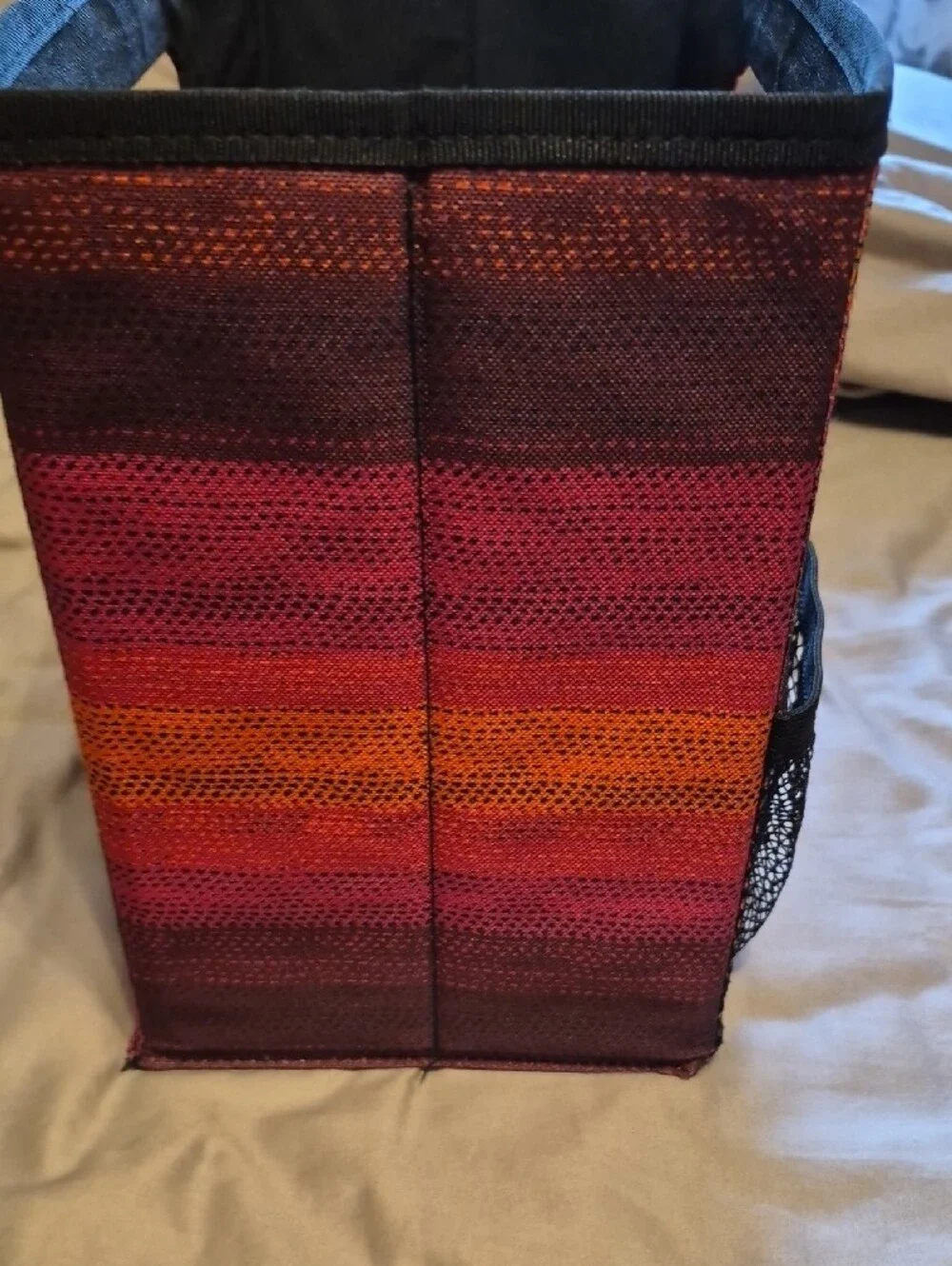 thirty-one Pink, Orange & Brown Striped Fabric Storage Bin with Handle